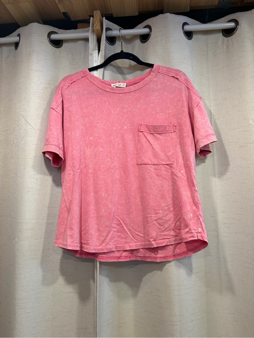 New In Washed Pink Short Sleeve Pocket Tee